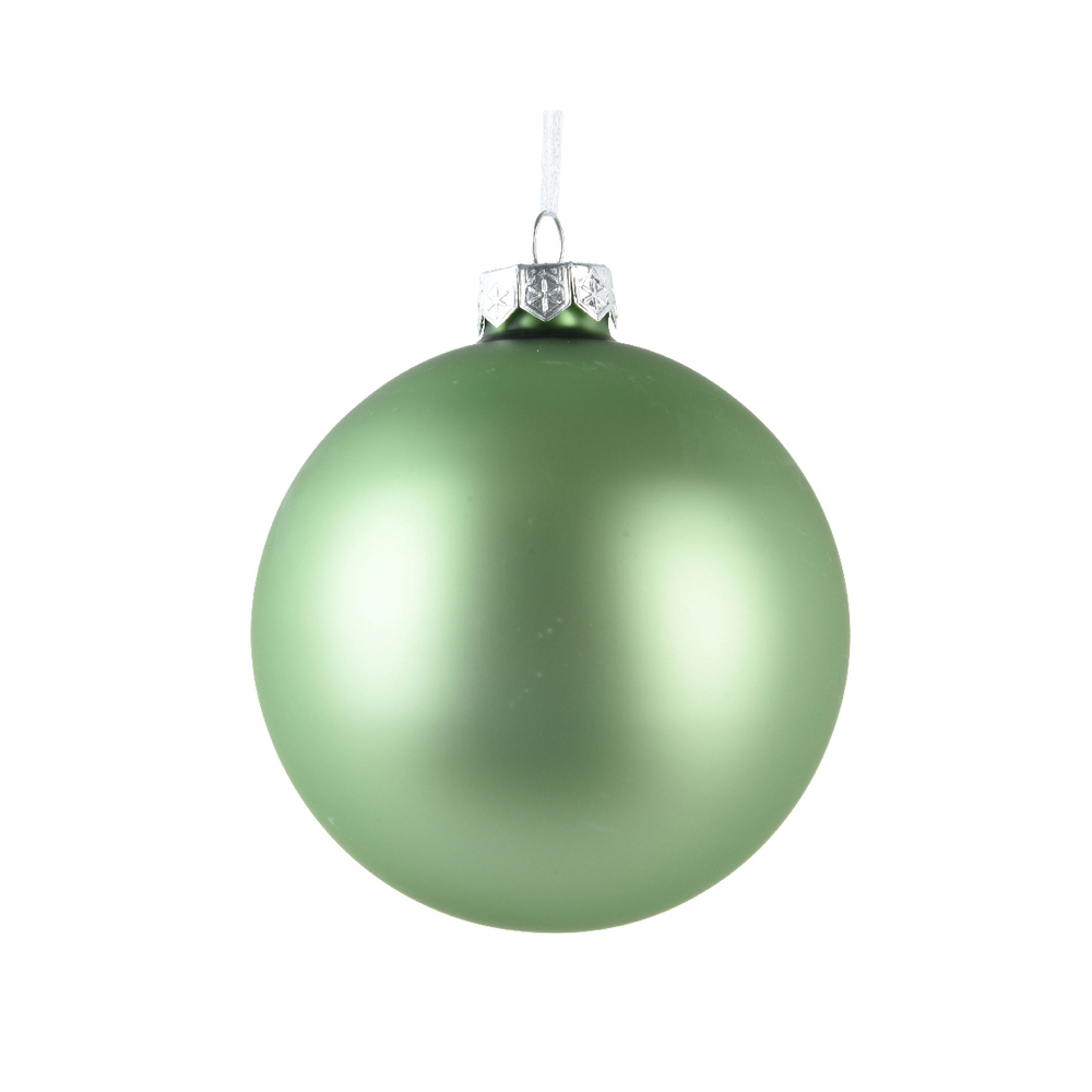 Boule de Noël en verre, finition mate, coloris vert matcha - D.8cm