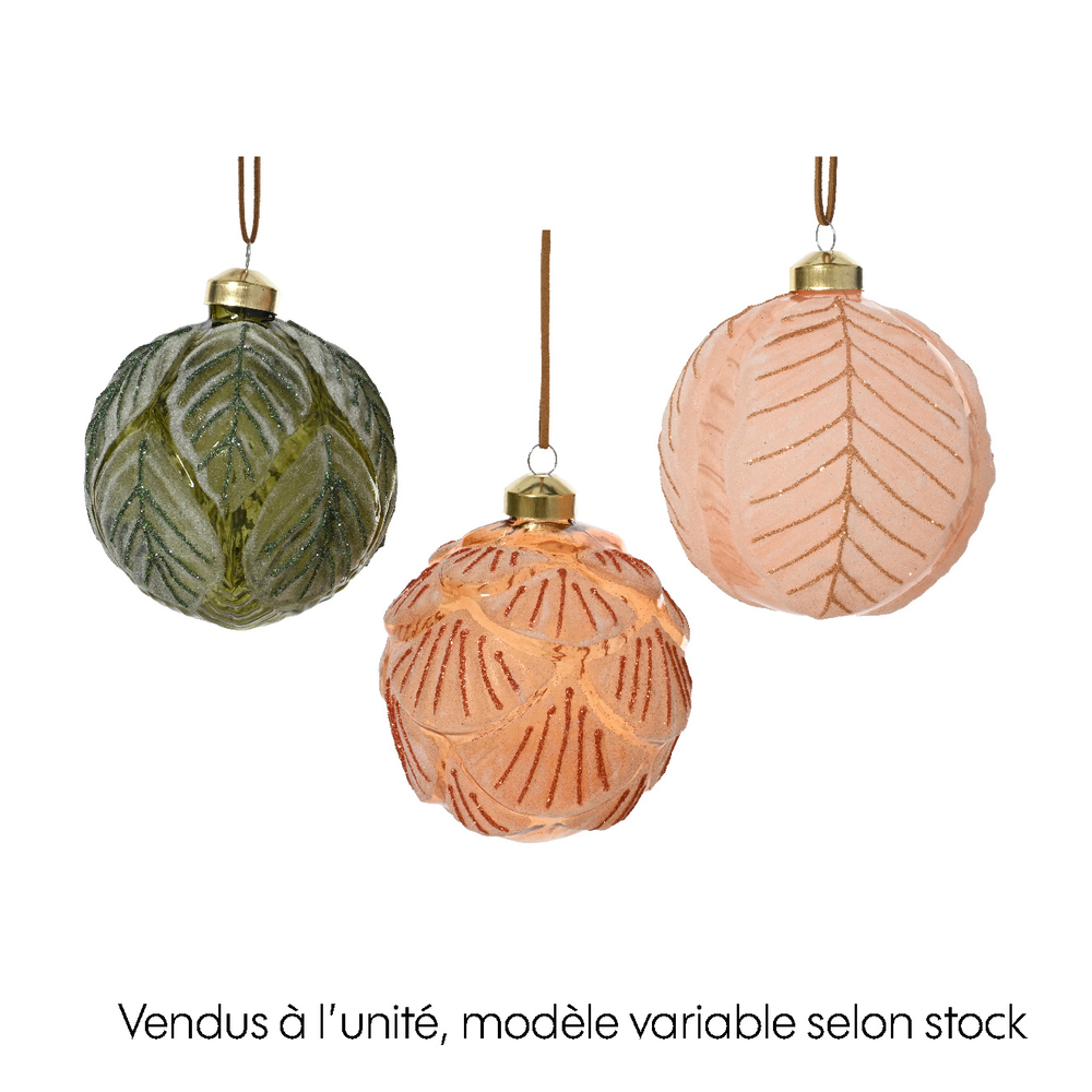 Boule de Noël en verre, modèles variables - D.8cm