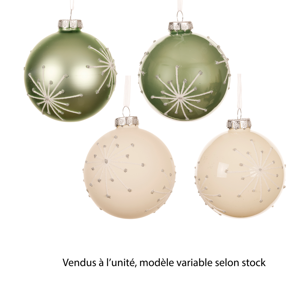 Boule de Noël en verre : feux d'artifice, modèles variables - D.8cm