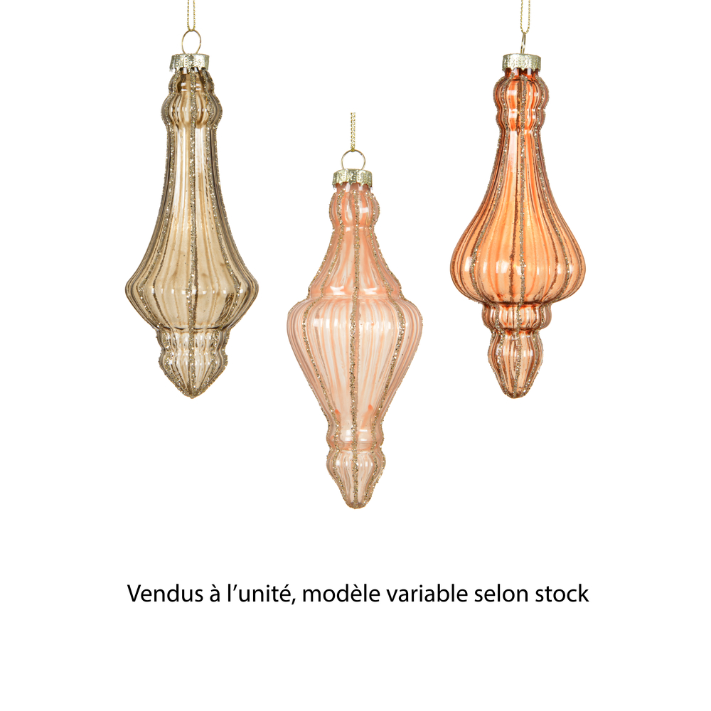 Suspension lignes/paillettes en verre - coloris assortis - D6,H14,9cm