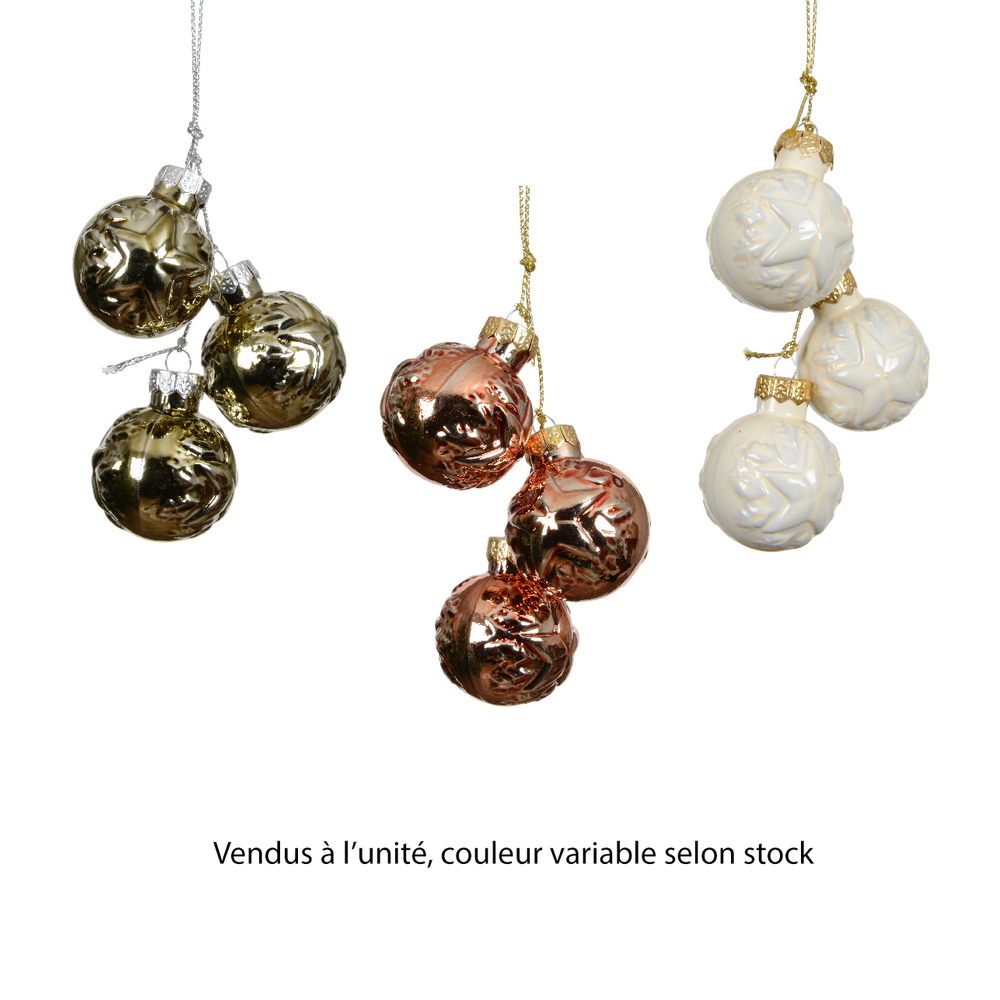 Boule décorée en verre - coloris mixte - D3,5cm