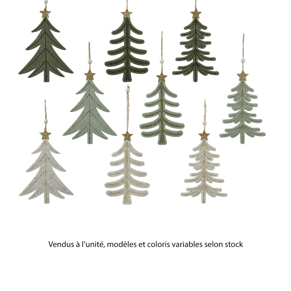 Suspension sapin feutrine - coloris variables - H18cm