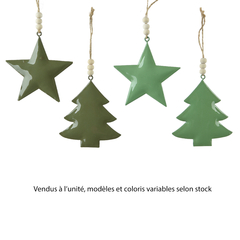 Suspension étoile/sapin en métal - coloris vert - H8cm
