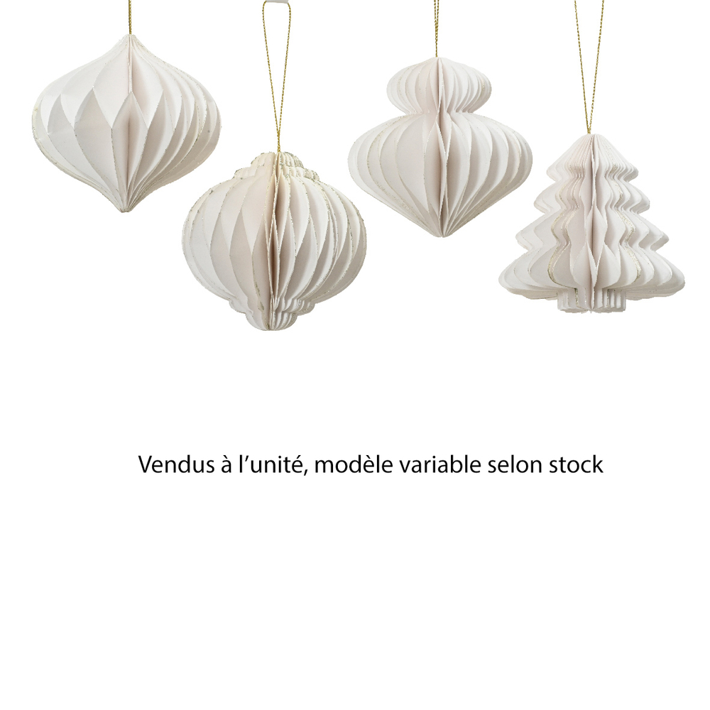 Suspension figurine papier - coloris blanc - D8. H8cm