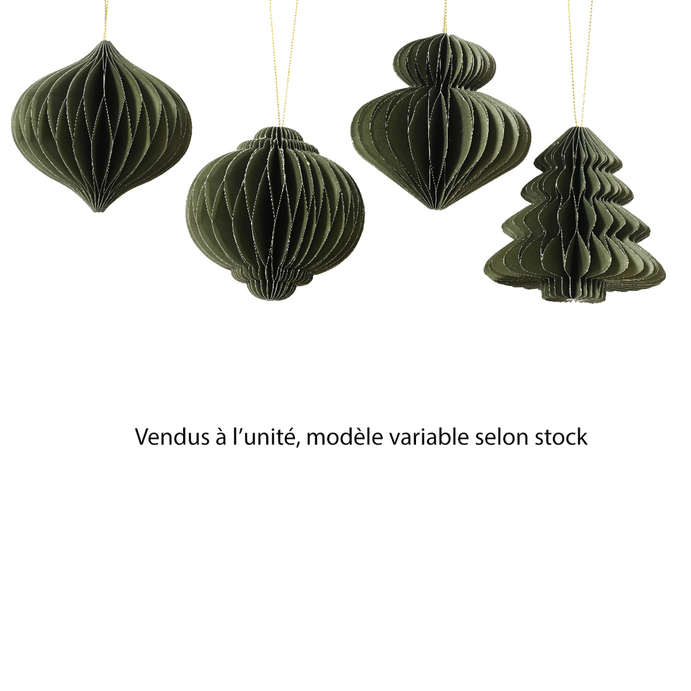 Suspension figurine papier - coloris vert - D8. H8cm