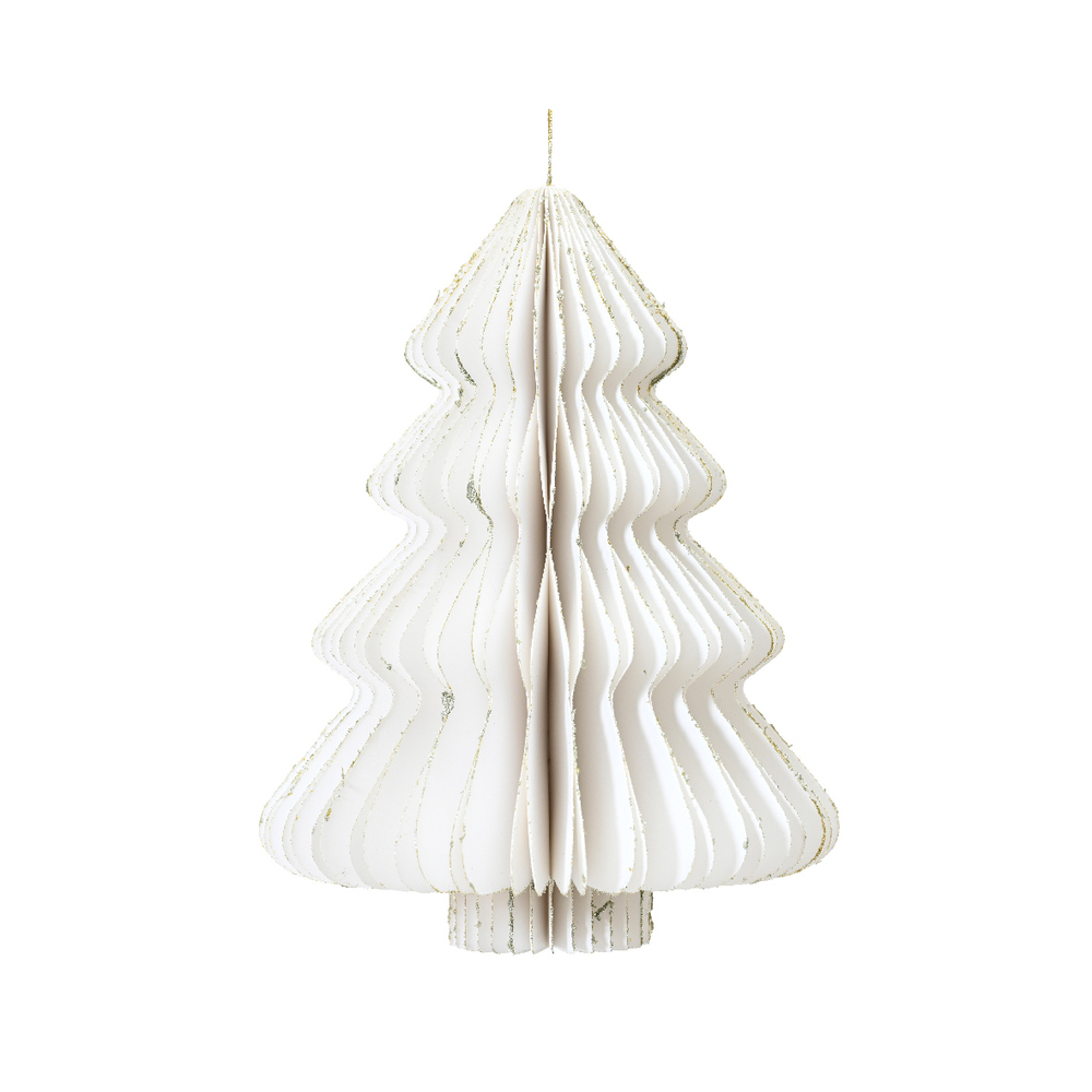 Suspension sapin papier - coloris blanc - D15. H20cm