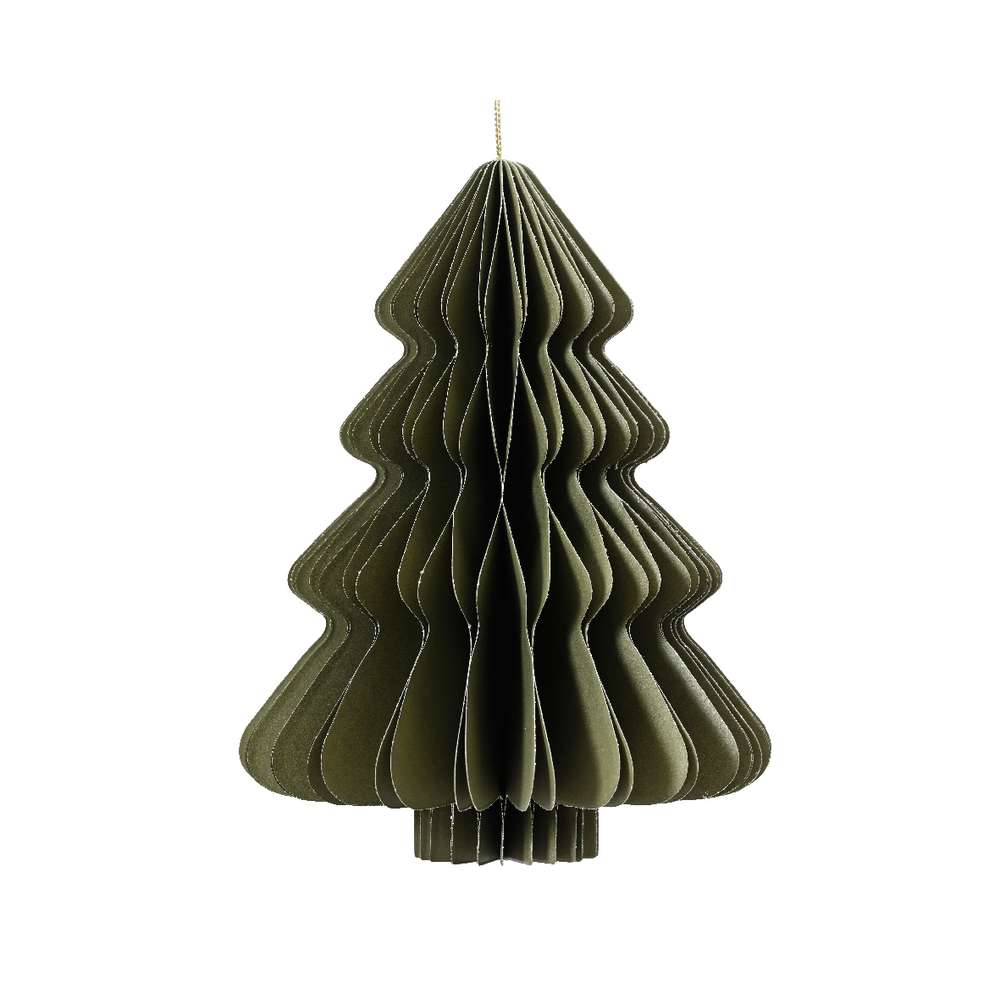 Suspension sapin papier - coloris vert - D15. H20cm