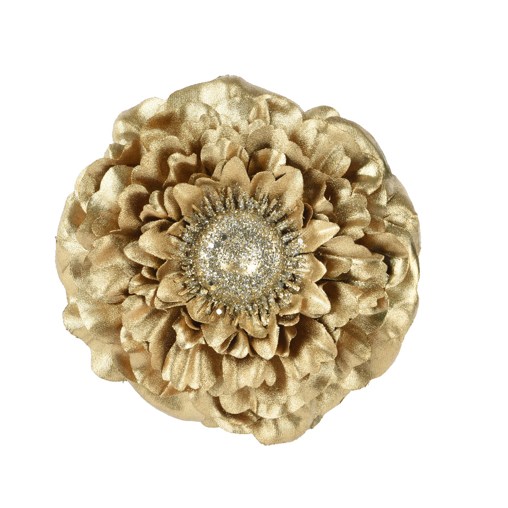 Fleur à clipser en tissu - coloris or - D10,H3cm
