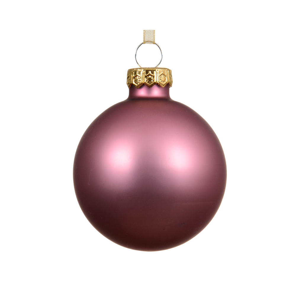 Boule de Noël en verre, finition mate, coloris rose - D.8cm