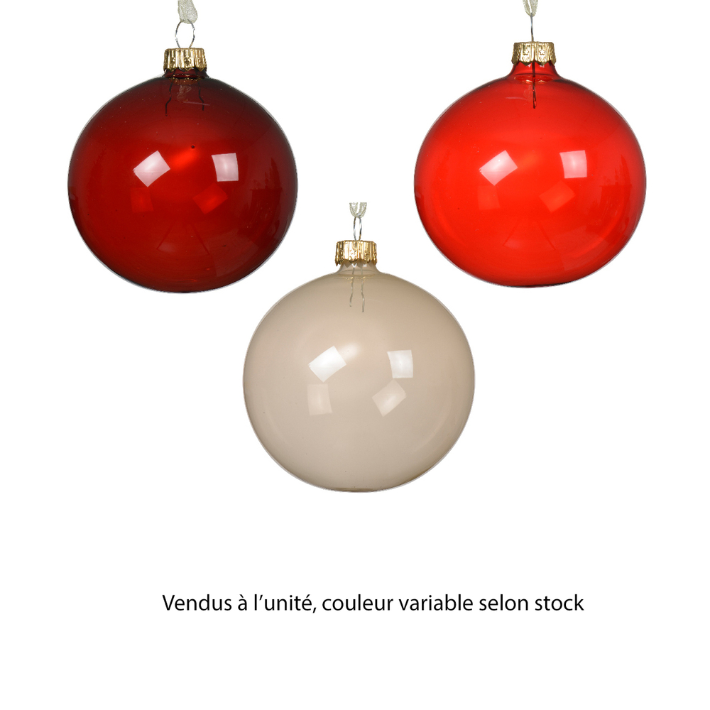 Boule de Noël en verre translucide, coloris variables - D.8cm