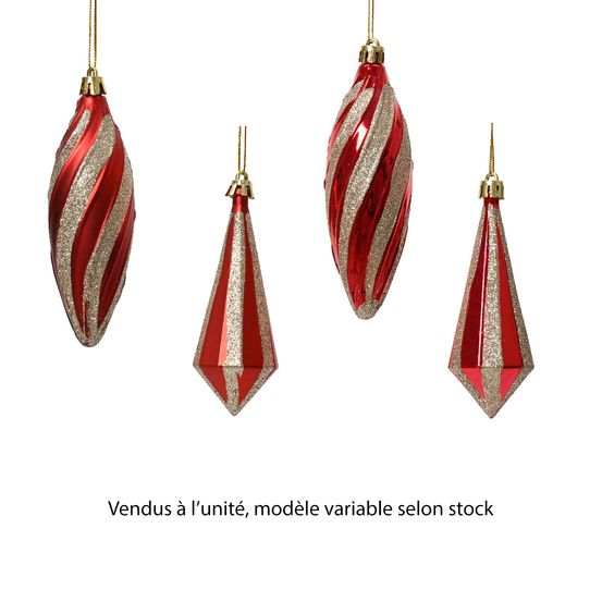 Suspension avec décoration rayure - coloris rouge/argent -