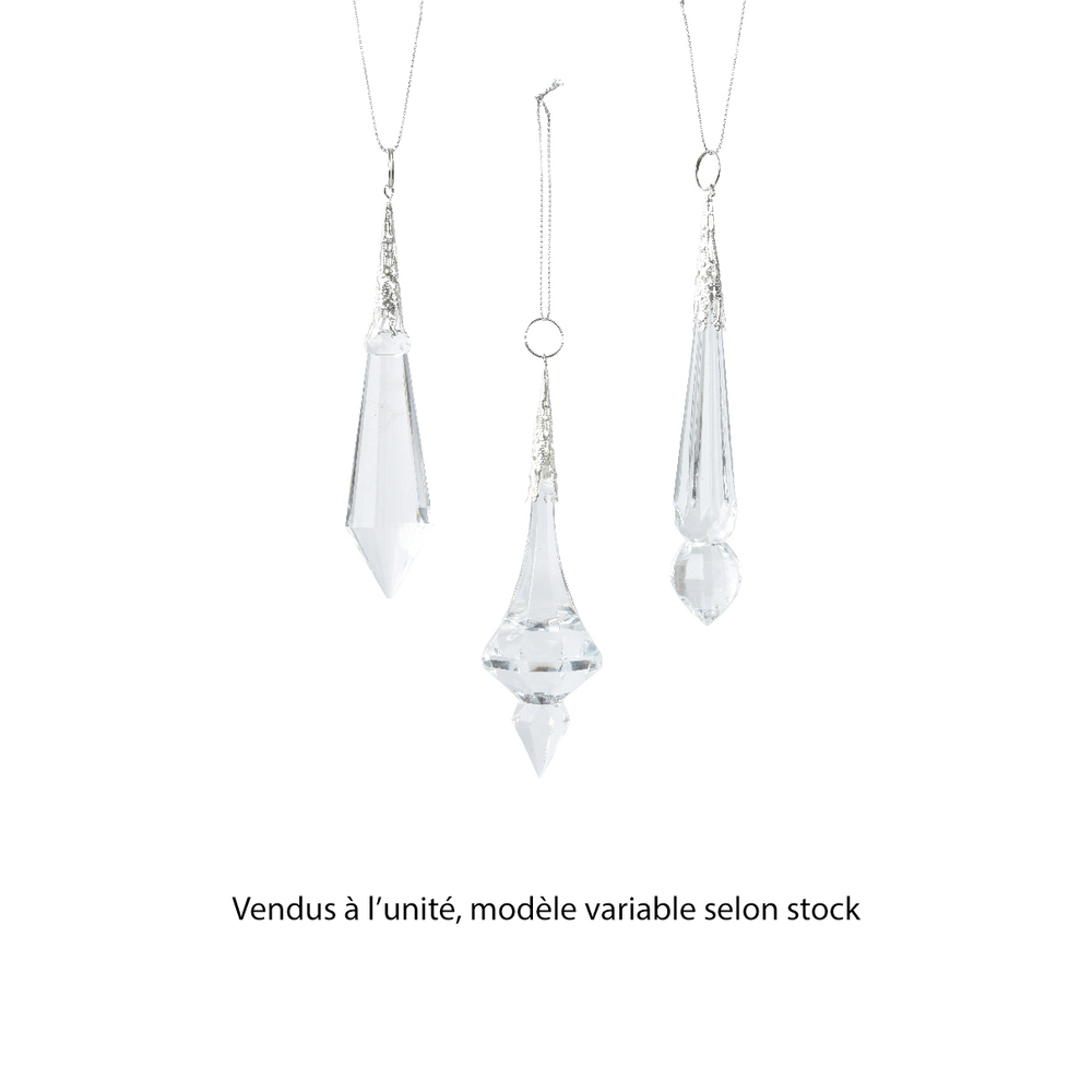 Suspension goutte en verre - coloris transparent - H12,5cm
