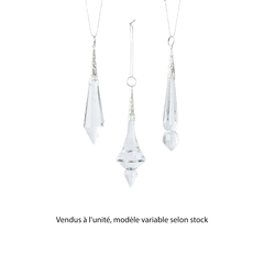 Suspension goutte en verre - coloris transparent - H12,5cm