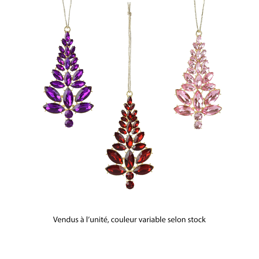 Suspension sapin strass - coloris variables - H12cm