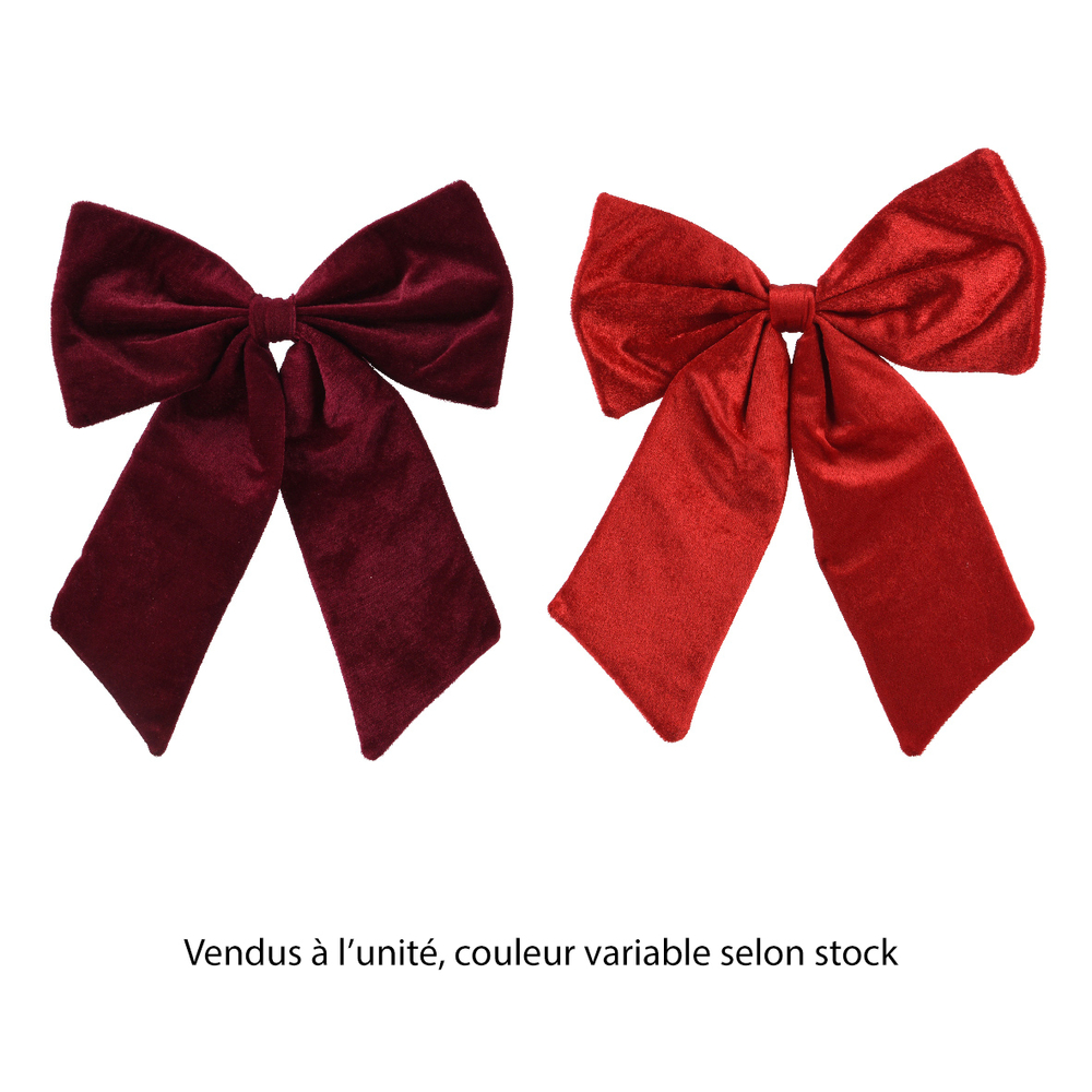 Suspension nœud velours - coloris variables - 35x30cm