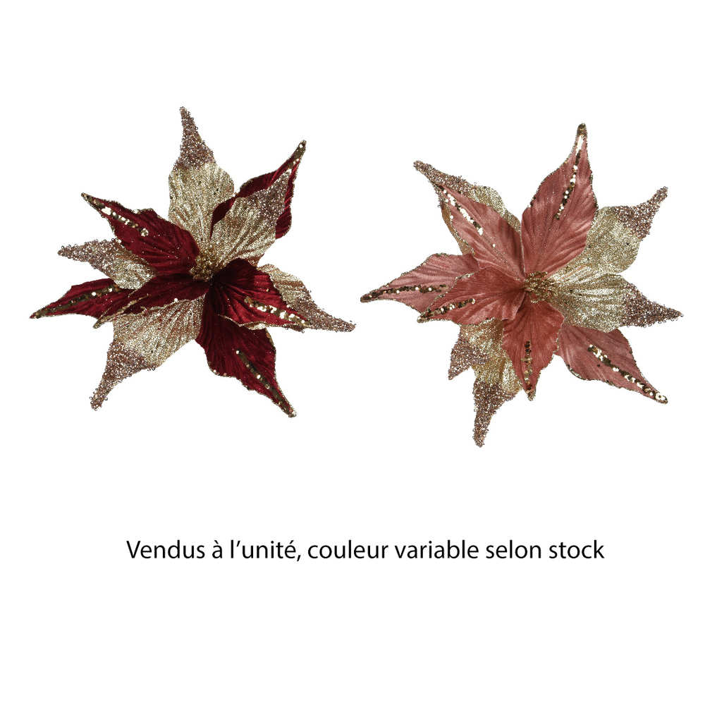 Poinsettia à clipser en tissu - coloris variables - D33cm
