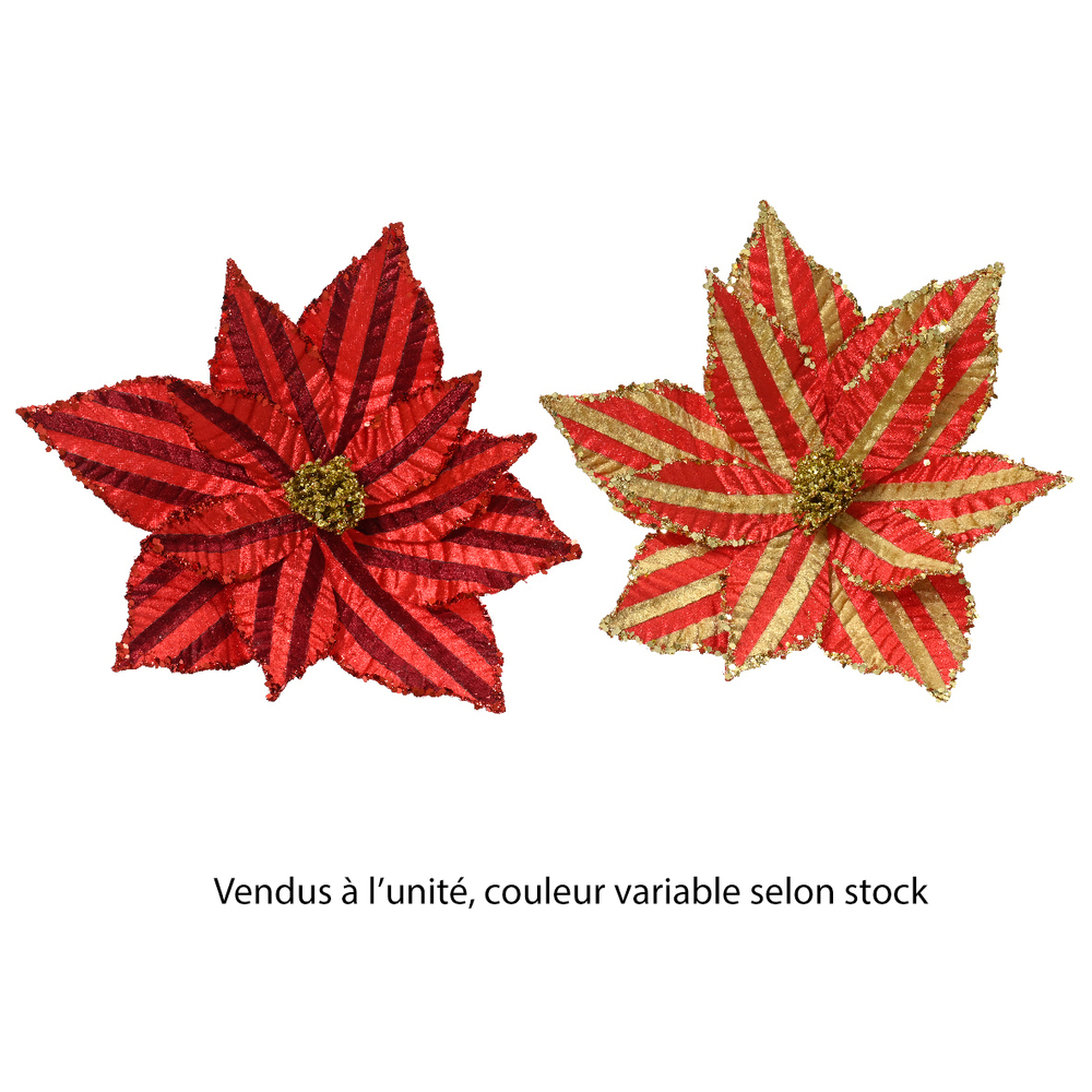 Poinsettia à clipser en velours - coloris rouge - D27cm