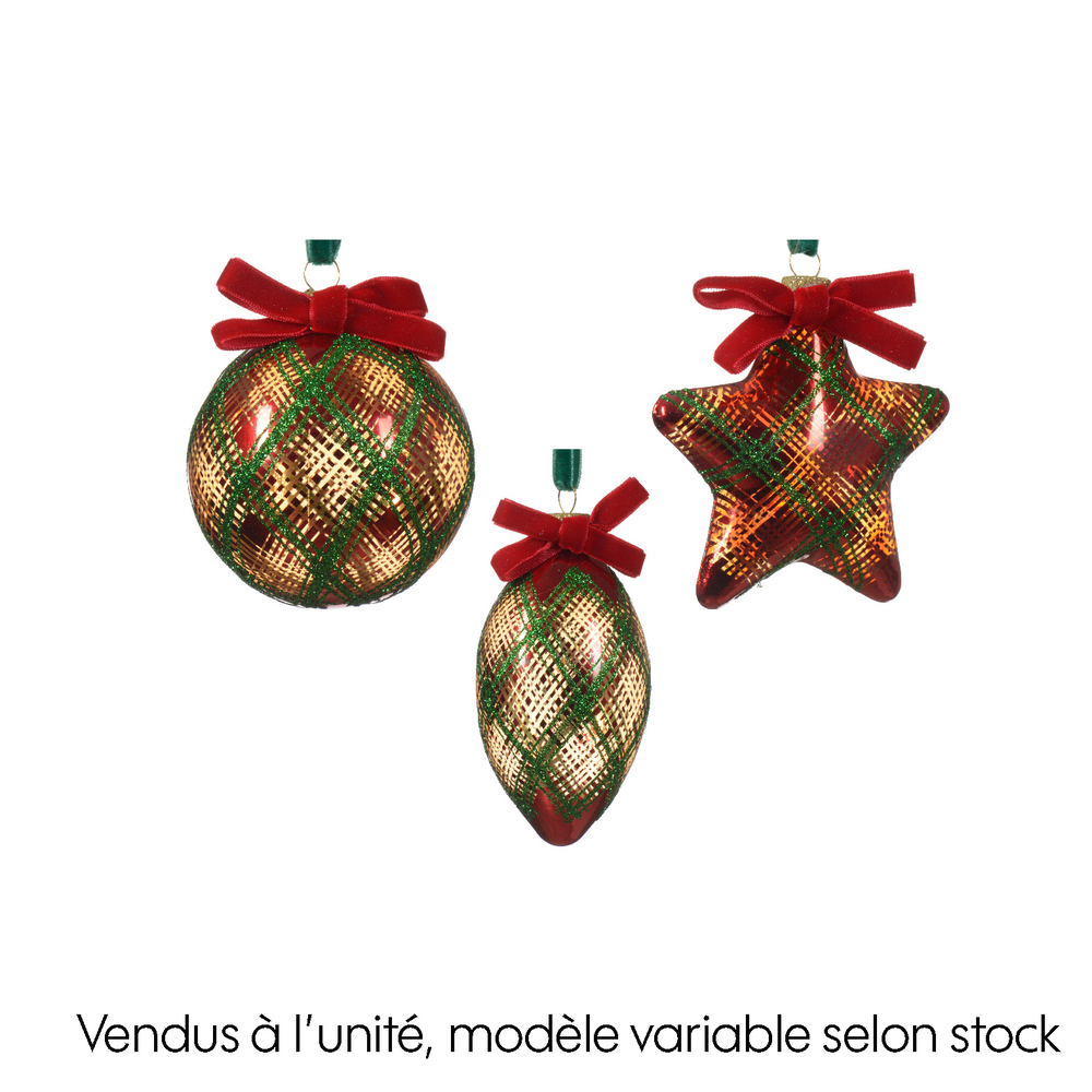 Suspension motif écossais en verre - coloris mixte - H19cm