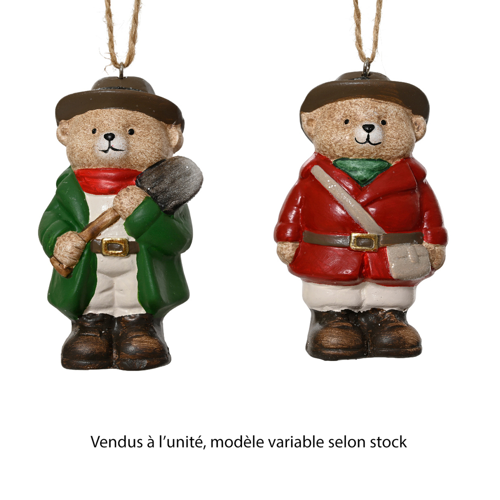 Suspension ours en terre cuite - coloris mixte - H9cm