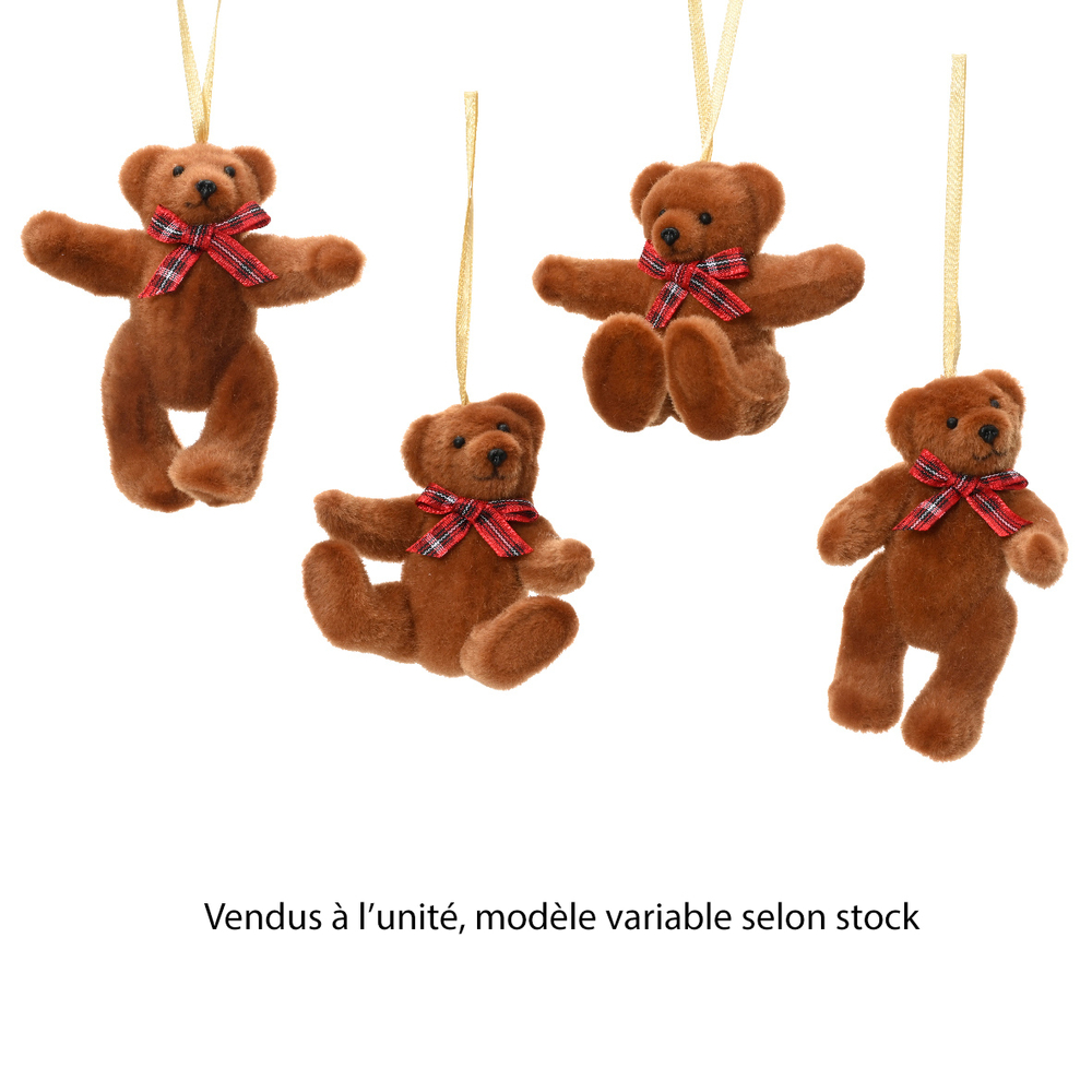 Suspension ours avec nœud - coloris marron - H9cm