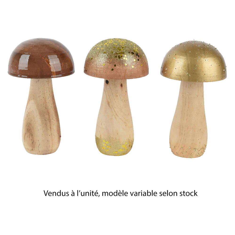 Suspension champignon en bois - coloris variable - H14cm