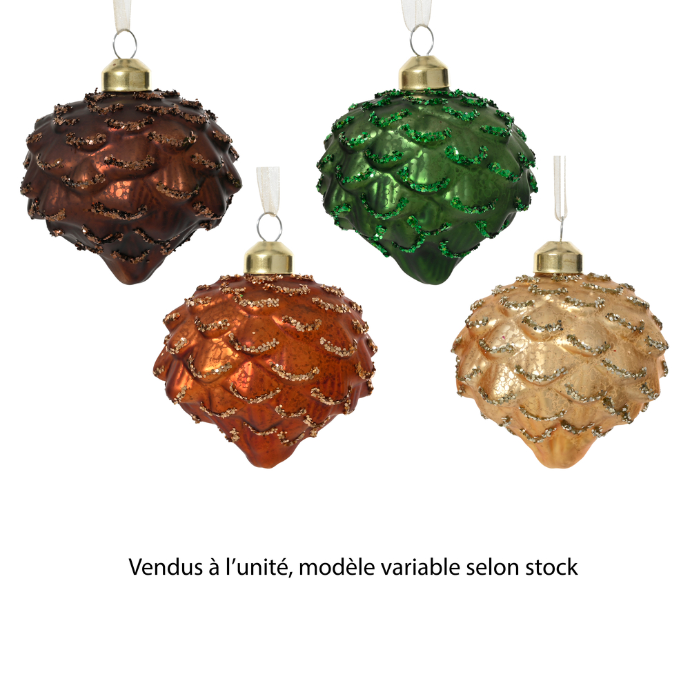 Suspension de Noël en verre : oignon, modèles variables - D.8cm