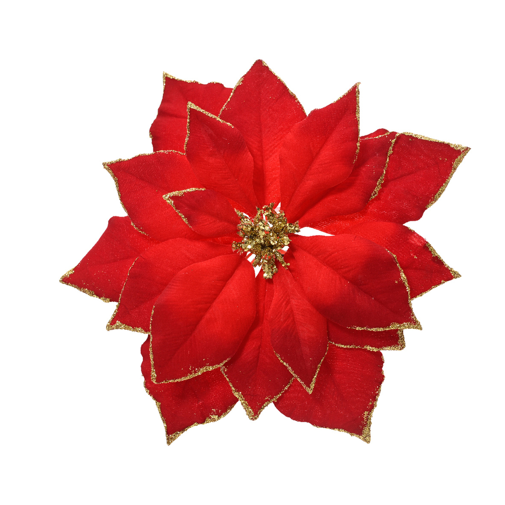 Suspension de Noël en tissu : poinsettia, coloris rouge - D.24cm