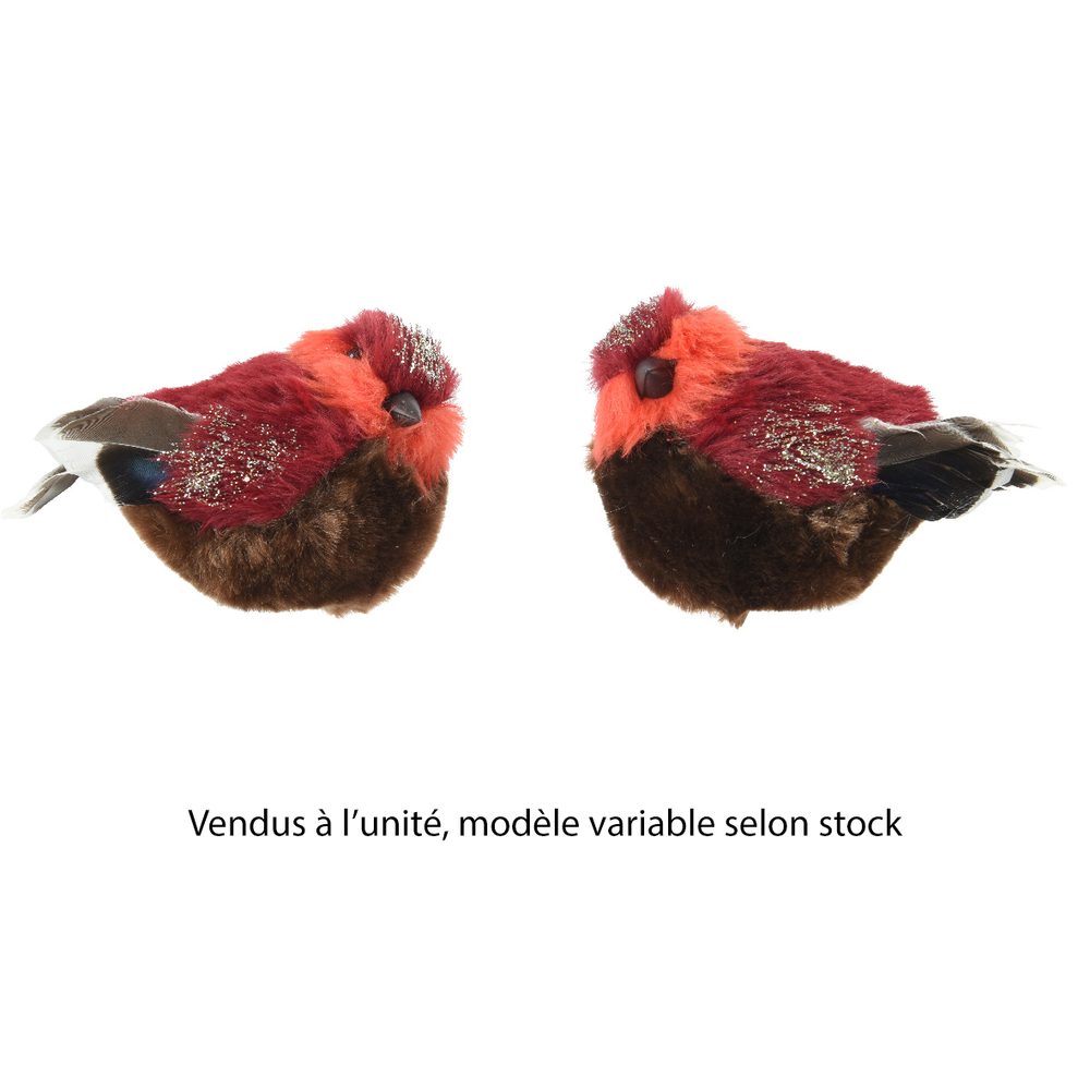 Suspension de Noël : oiseau à clipser, coloris rouge - H.8cm