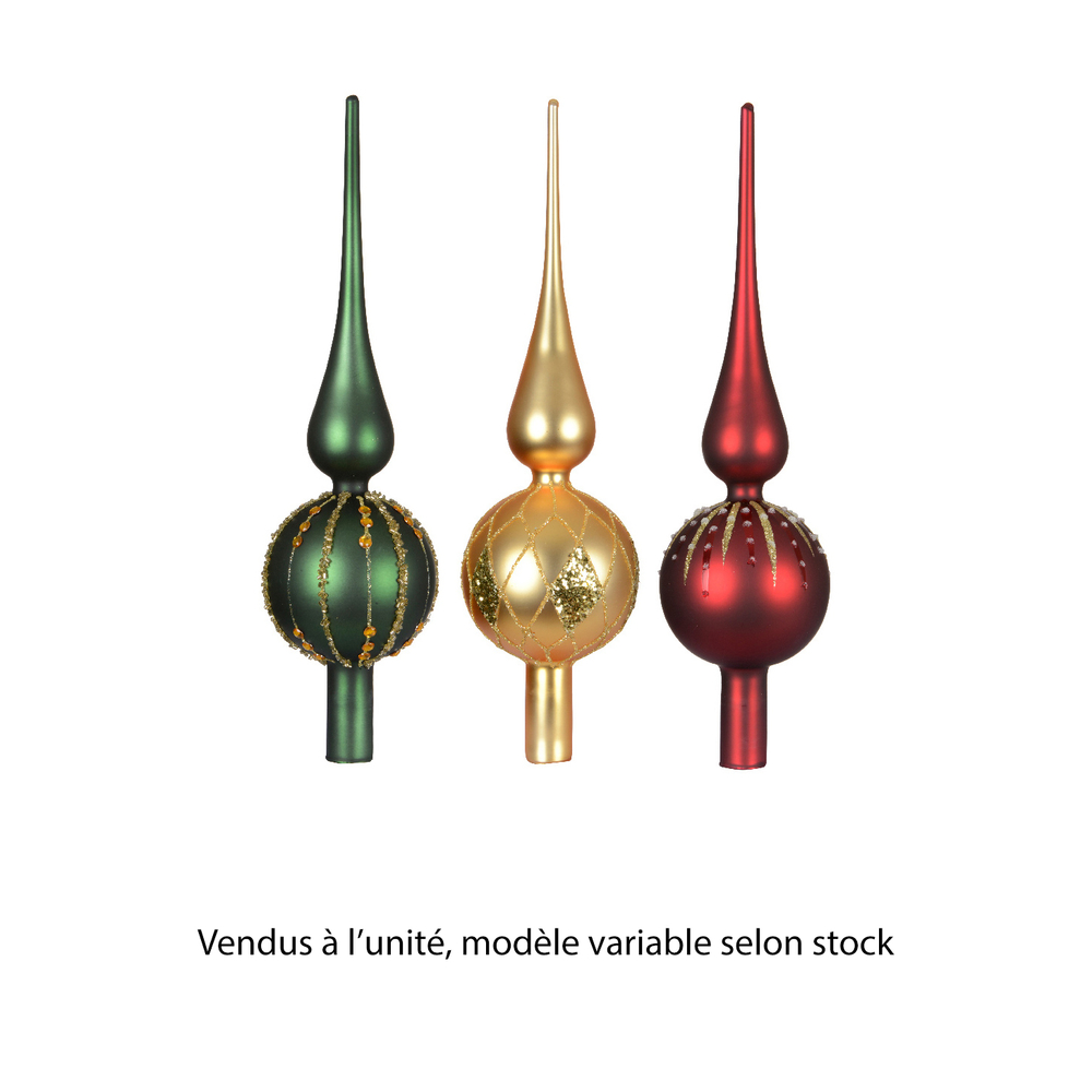 Cimier en verre pour sapin de Noël, coloris variables - H.31cm