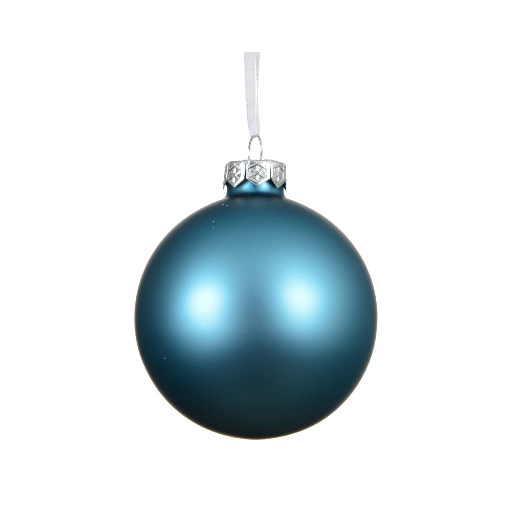 Boule de Noël en verre, finition mate, coloris bleu - D.8cm