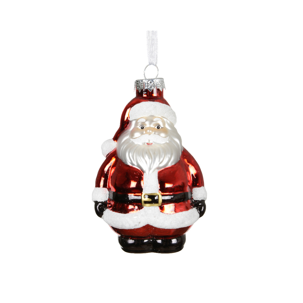 Suspension en verre pour sapin : père Noël, coloris rouge - H.11,6cm