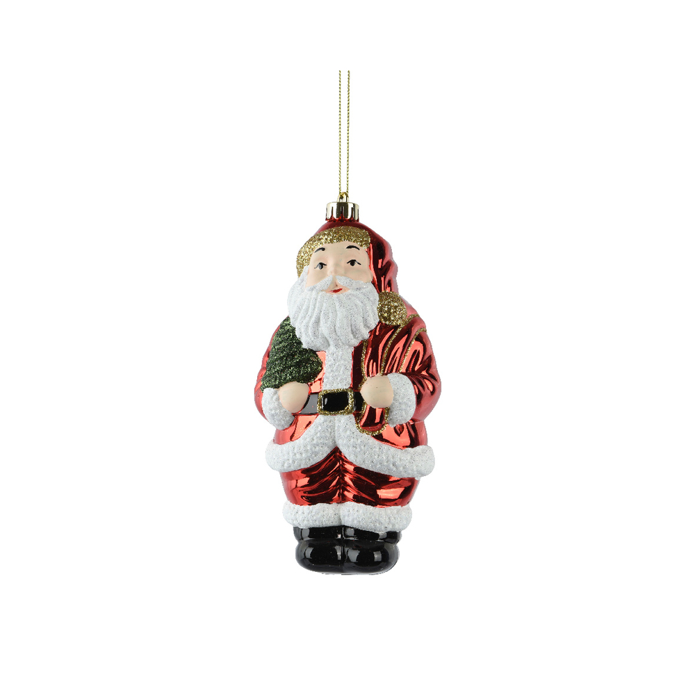 Suspension pour sapin : père Noël, coloris rouge - H.11,6cm