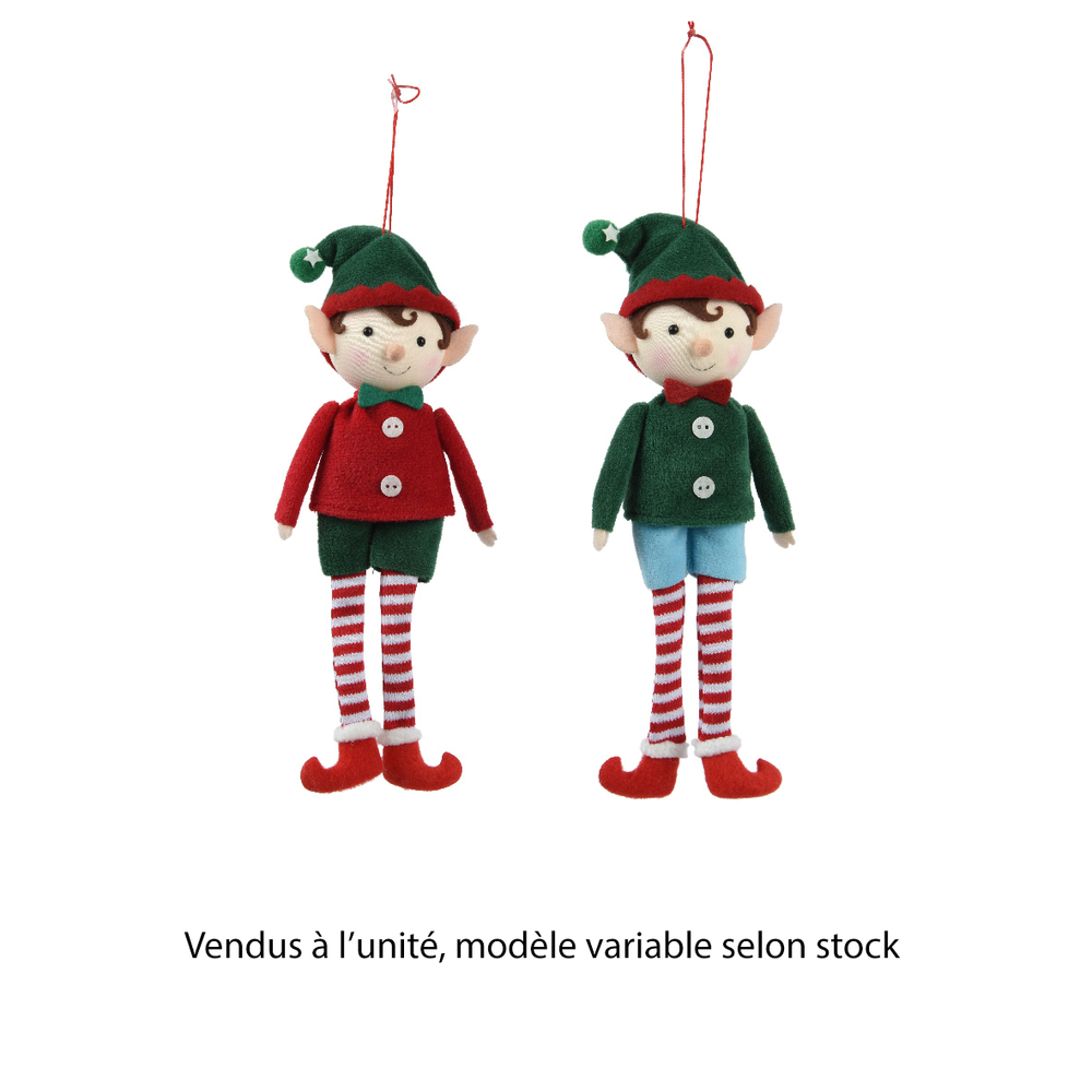 Suspension de Noël : elfe, modèles variables - H.23cm
