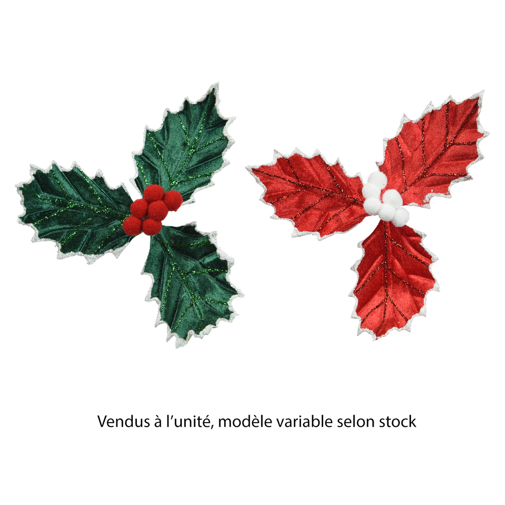 Suspension de Noël : houx à clipser, modèles variables - D.17cm