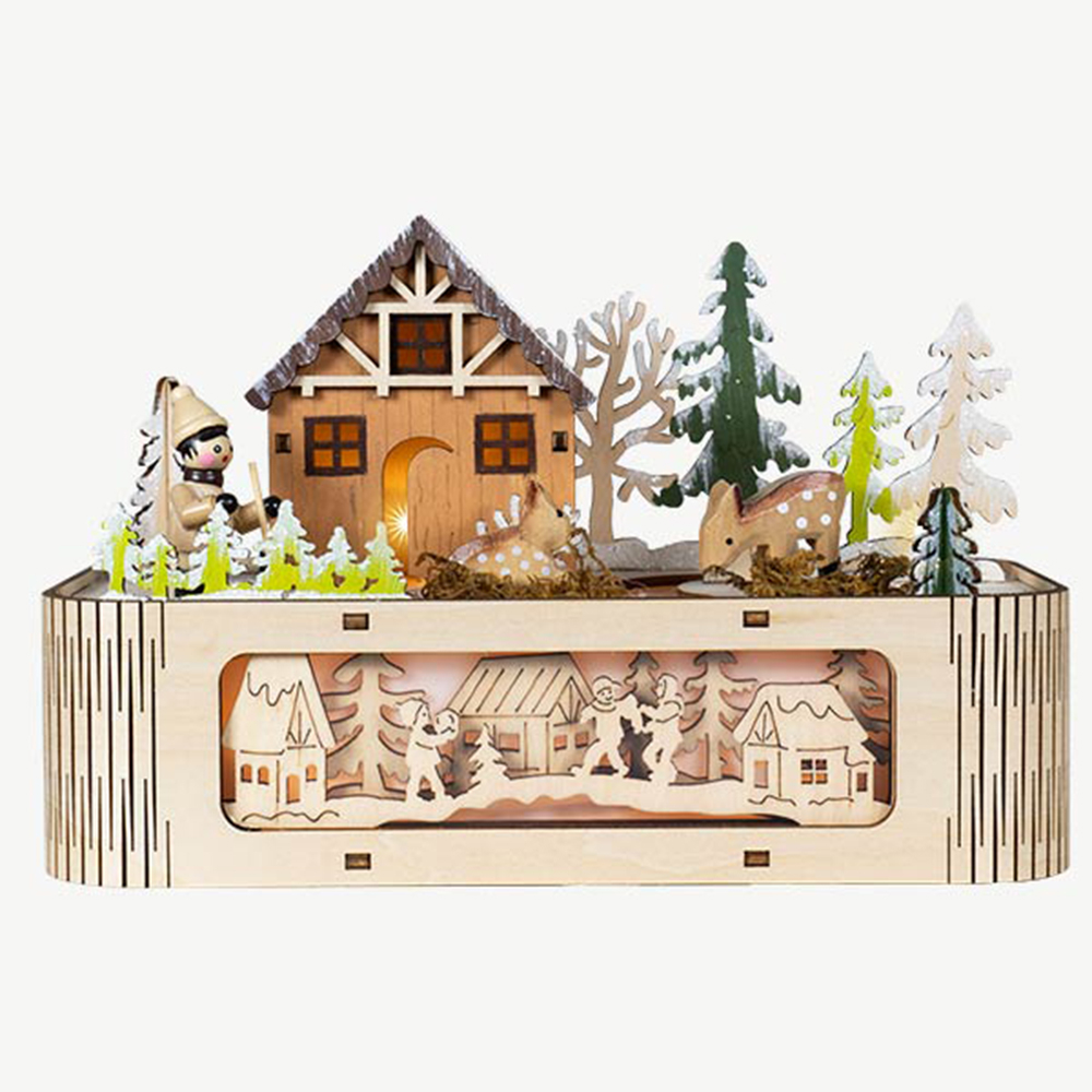 Chalet de Noël musical led, intérieur, coloris mixte - 22x11xH.14cm