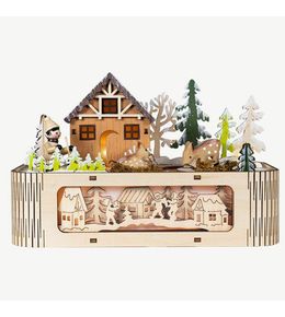 Chalet de Noël musical led, intérieur, coloris mixte - 22x11xH.14cm