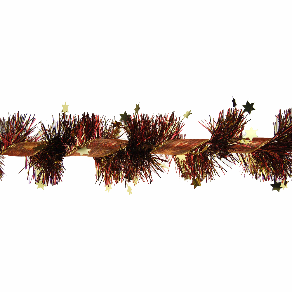 Guirlande de Noël enrubannée, coloris rouge et or - L.200cm