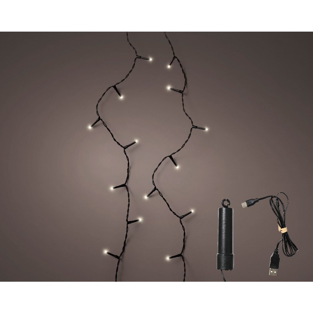 Guirlande lumineuse animée sur batterie, 200 led - blanc chaud -L.15m