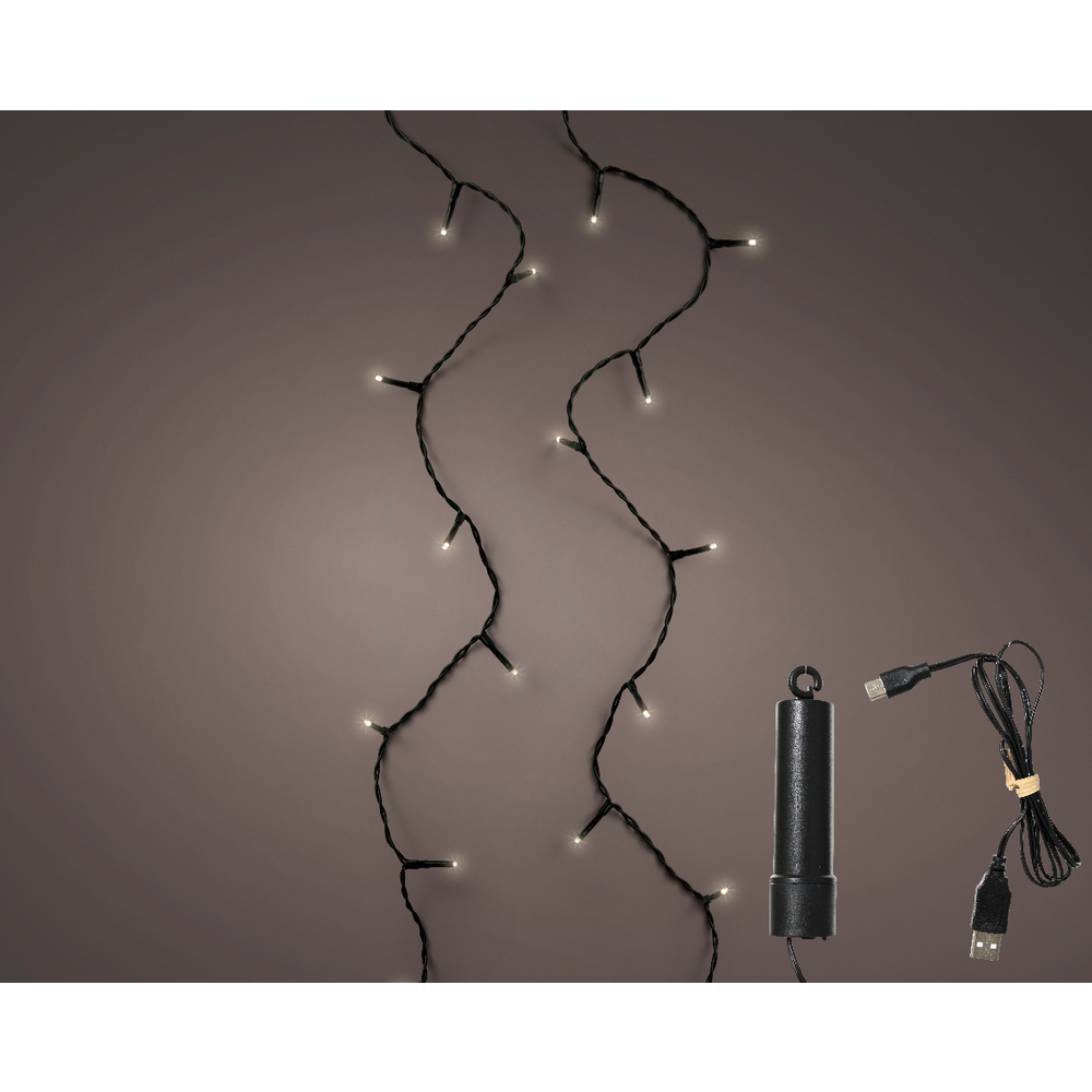 Guirlande lumineuse animée sur batterie, 200 led - blanc froid -L.15m