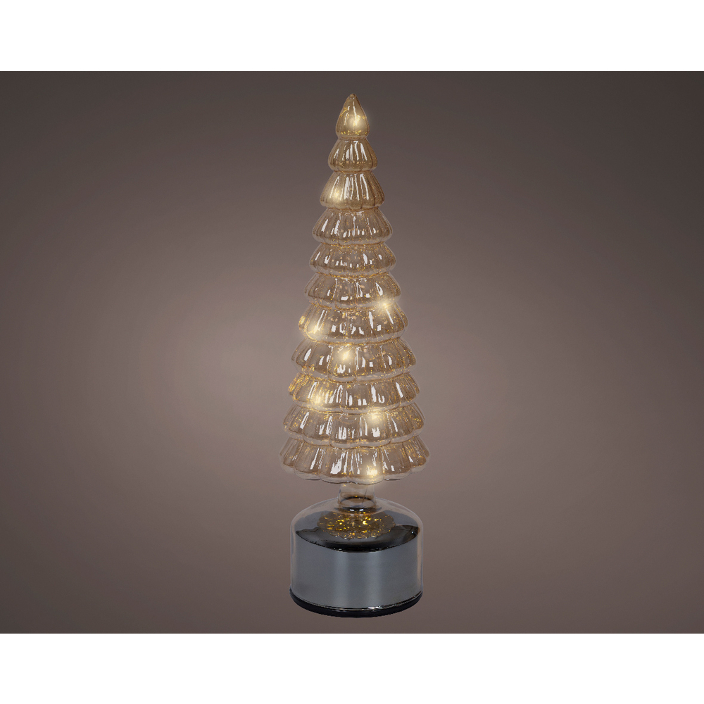 Sapin de Noël rotatif, intérieur, led blanc chaud, marron - H.34cm