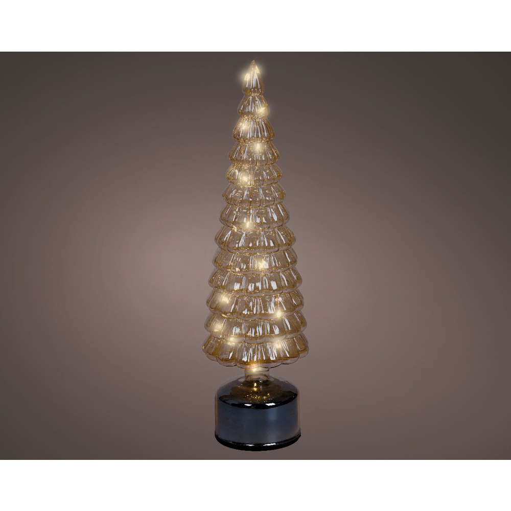 Sapin de Noël rotatif, intérieur, led blanc chaud, brun - H.39cm