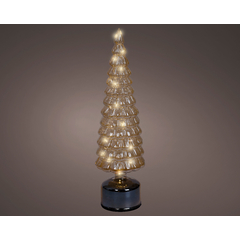 Sapin de Noël rotatif, intérieur, led blanc chaud, brun - H.39cm