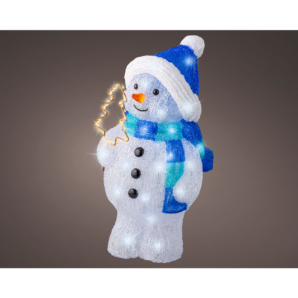 Bonhomme de neige lumineux, intérieur, led blanc chaud/froid - H.43cm