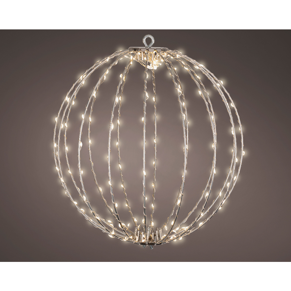 Boule lumineuse argent, suspension, intérieur, led blanc chaud - D28cm