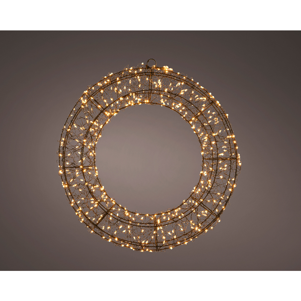 Couronne de Noël, intérieur, led blanc froid, coloris noir - H.38cm