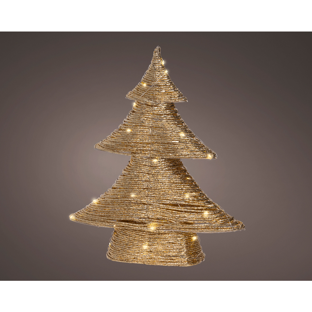 Sapin de Noël lumineux or, intérieur, led blanc chaud - H.40cm