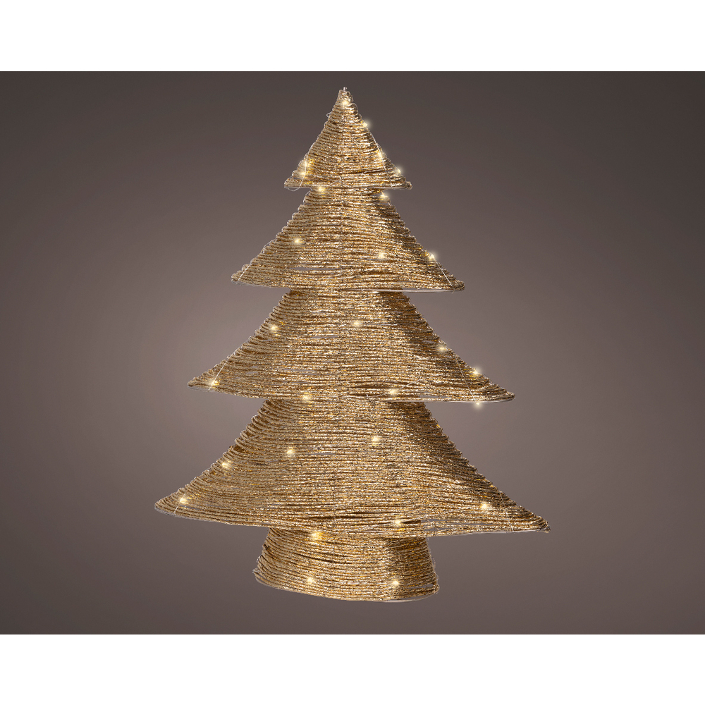 Sapin de Noël lumineux or, intérieur, led blanc chaud - H.60cm