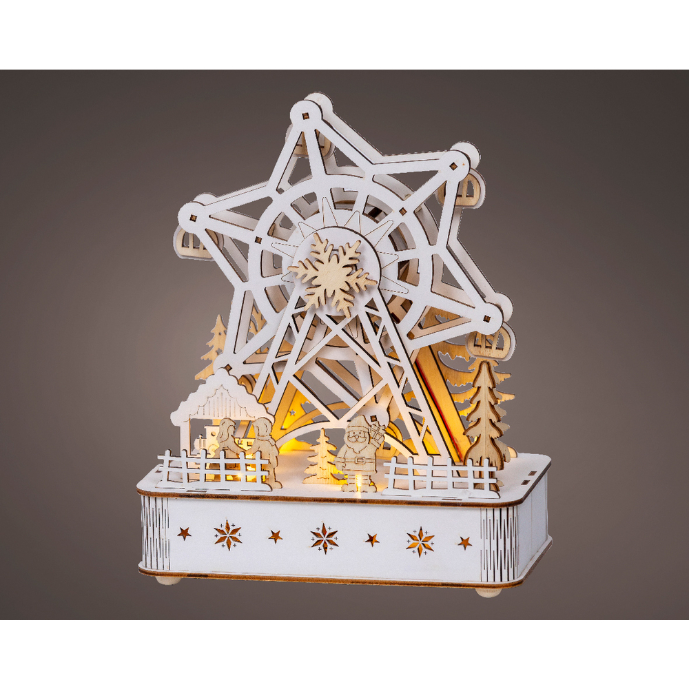 Scène lumineuse de Noël Roue, intérieur, led blanc chaud - H.24,5cm