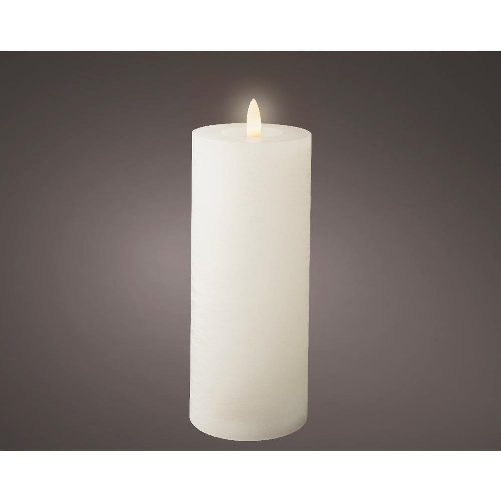 Bougie blanche effet flamme, intérieur, led blanc chaud - H.19cm