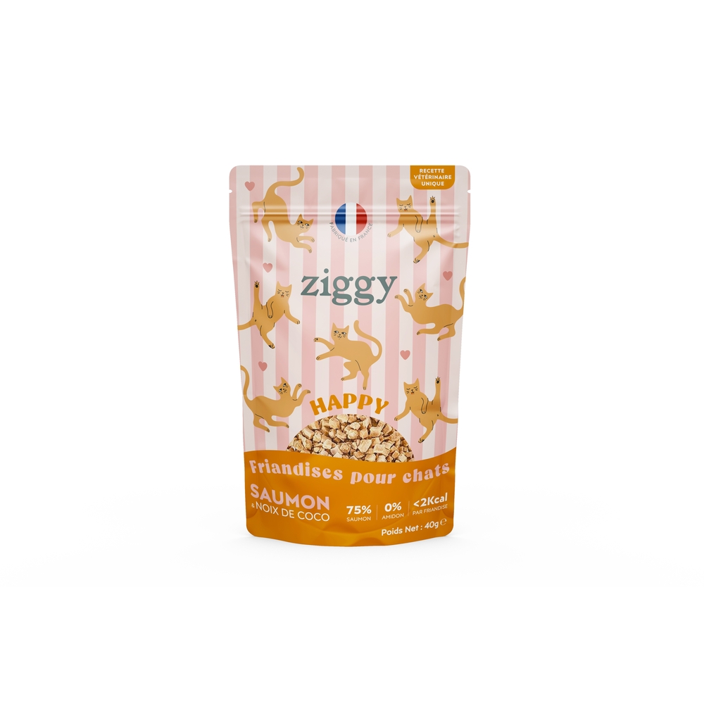 Friandises pour chat Happy au saumon & noix de coco 40g